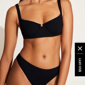 NWT Vitamin A Demi Bikini Top in Black EcoRib